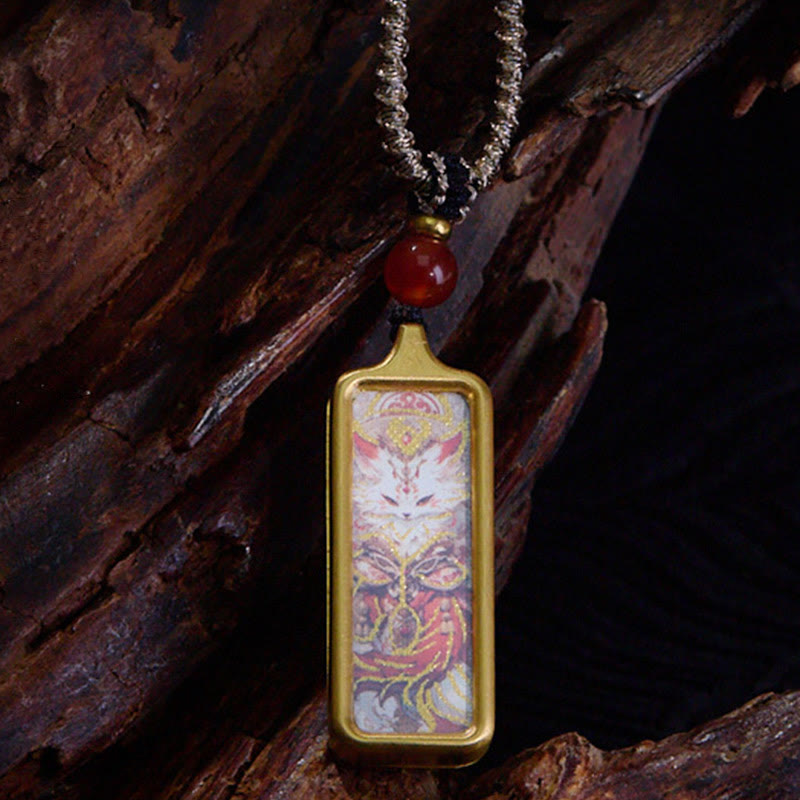 Silberkette mit goldenem Anhänger rote Perle orientalisches Design