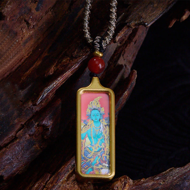 Silberne Kette rote Perle gold Anhänger mit Buddhafigur