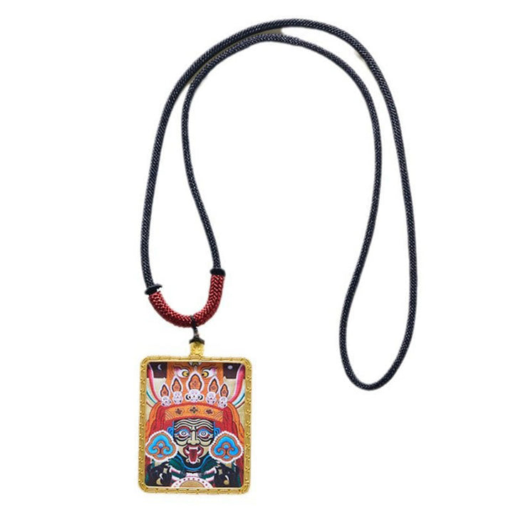 Schwarze Kette mit Tibetan Buddhist Anhänger Schutzamulett Wohlstand