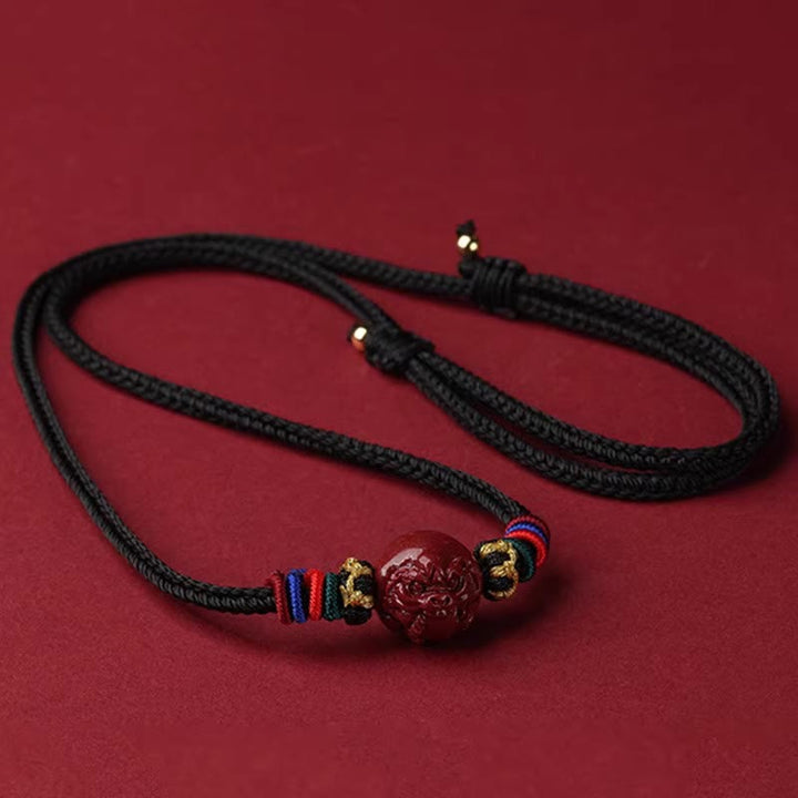 Kette Zinnober Chinesischer Tierkreis – Segen schwarze Schnur Anhänger