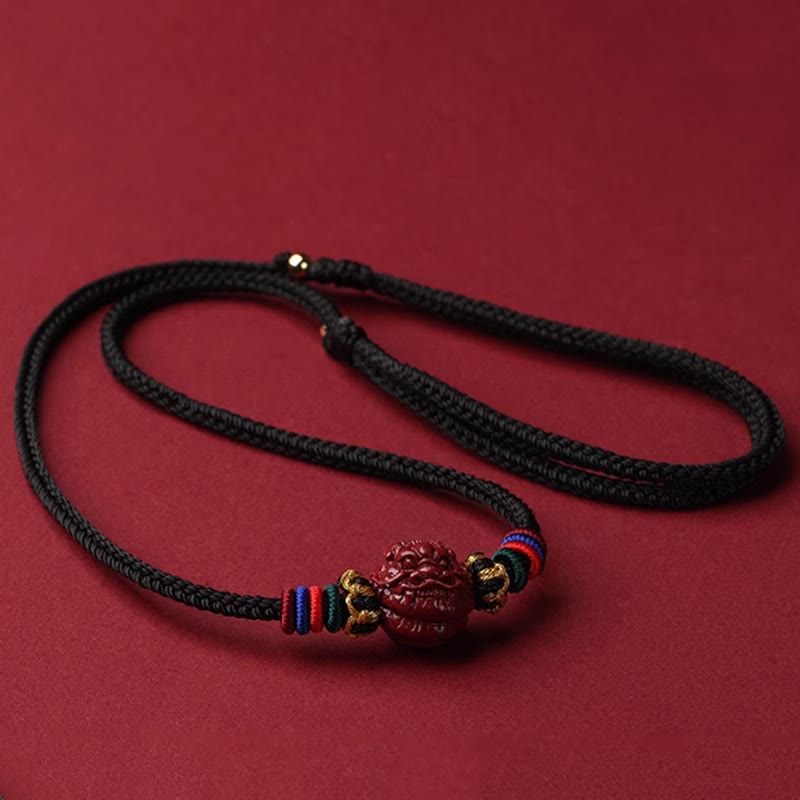 Rote Zinnober Kette Chinesischer Tierkreis Segen Anhänger schwarze Kordel