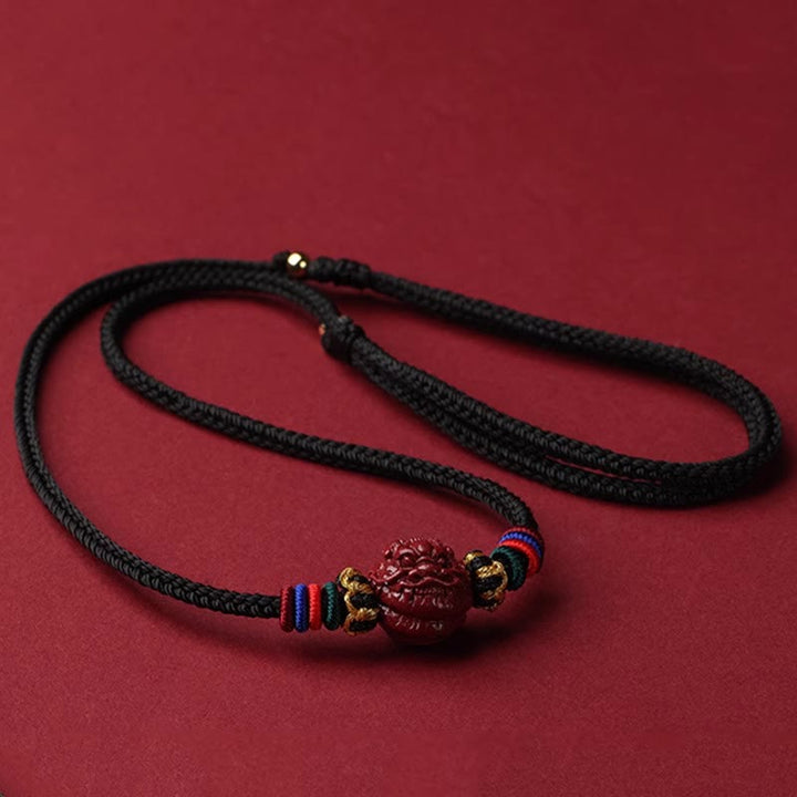 Rote Zinnober Kette Chinesischer Tierkreis Segen Anhänger schwarze Kordel