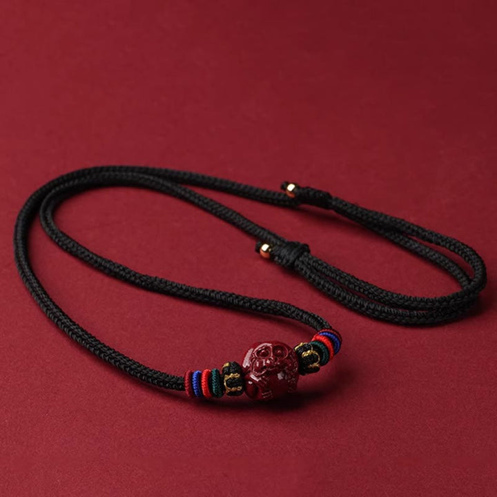 Kette Zinnober Chinesischer Tierkreis Segen roter Naturstein Anhänger schwarze Schnur