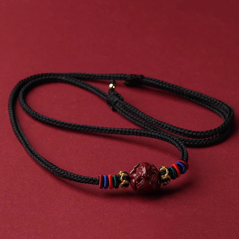Schwarze Kette Zinnober Chinesischer Tierkreis Segen Anhänger