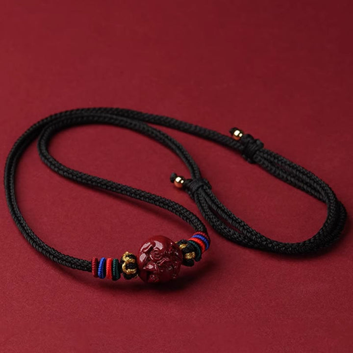 Kette Zinnober Chinesischer Tierkreis – Segen schwarze Schnur Anhänger