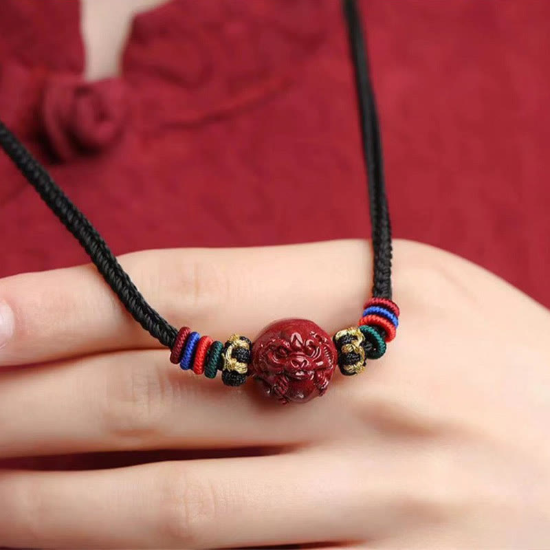 Kette Zinnober Chinesischer Tierkreis Segen roter Anhänger schwarze Schnur