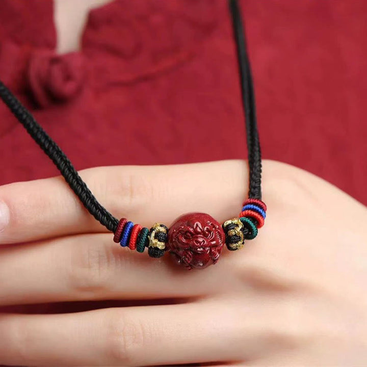 Kette Zinnober Chinesischer Tierkreis Segen roter Anhänger schwarze Schnur