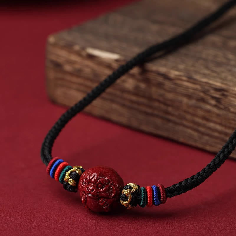 Kette Zinnober Chinesischer Tierkreis Segen rote Perle schwarzes Seidenband