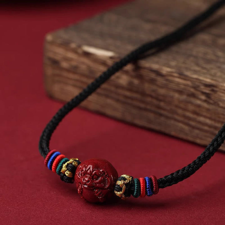 Kette Zinnober Chinesischer Tierkreis Segen rote Perle schwarzes Seidenband