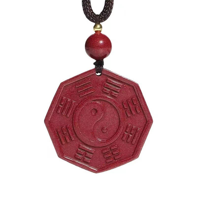 Rote Zinnober Kette mit Bagua Anhänger Halskette
