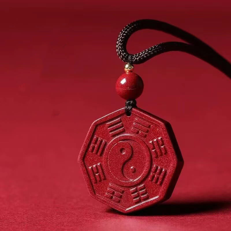 Roter Zinnober Anhänger Kette Bagua Taishang Laojun Symbol