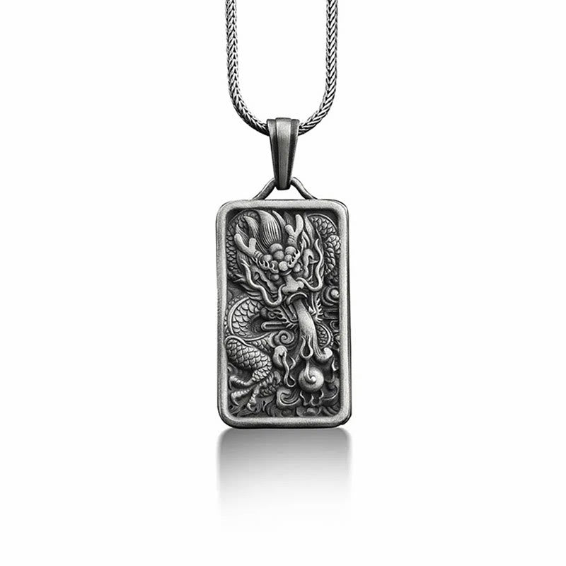 Zinn Anhänger Kette Drachen Schutz silberner eleganter Schmuck