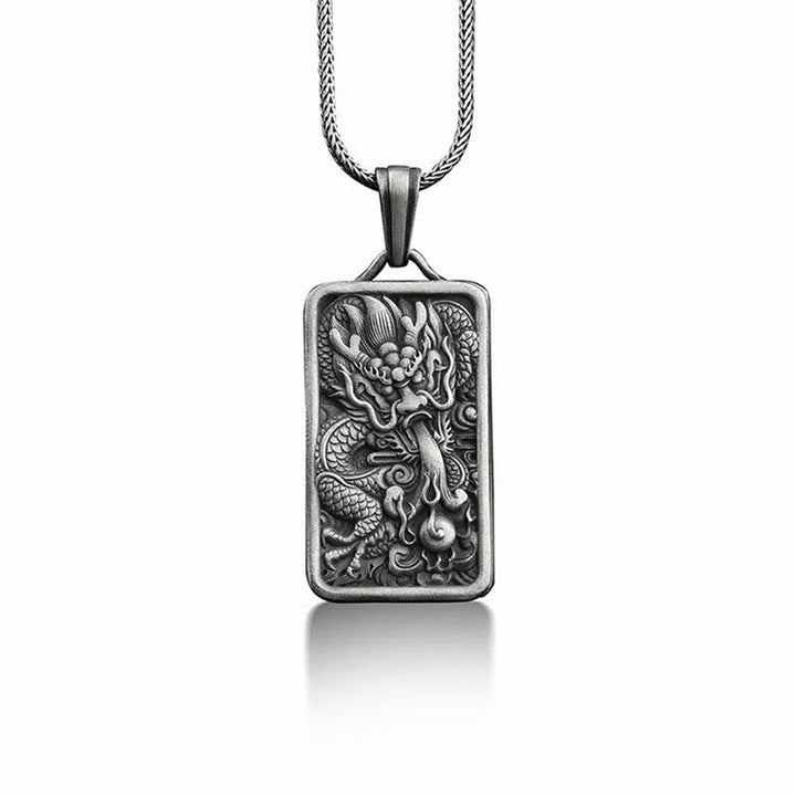 Zinn Anhänger Kette Drachen Schutz silberner eleganter Schmuck