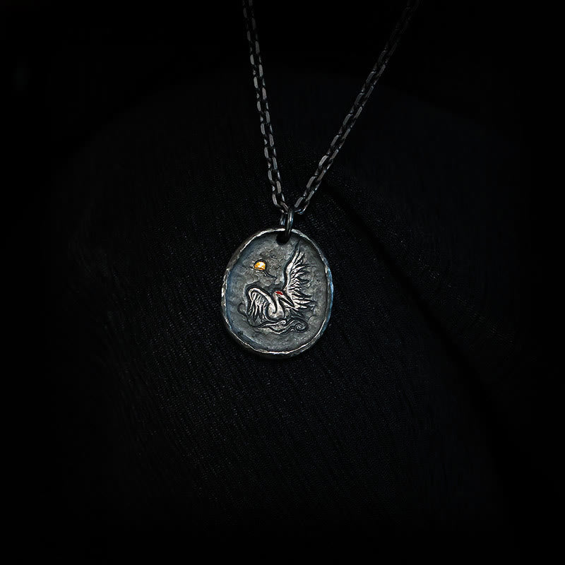 Kette Sterlingsilber Kranich – Harmonie silberner Anhänger mit Gravur