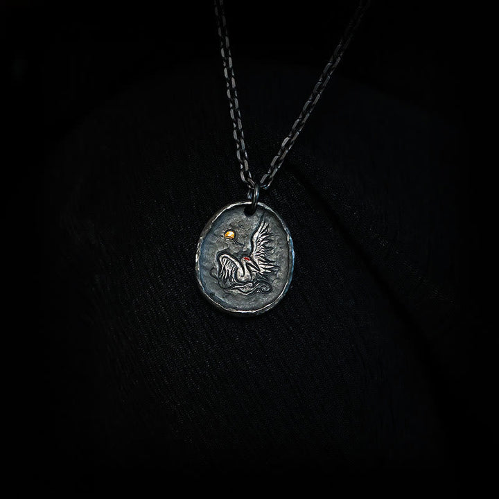 Kette Sterlingsilber Kranich – Harmonie silberner Anhänger mit Gravur