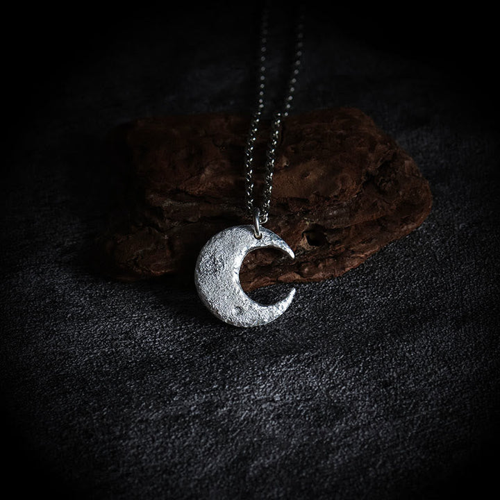 Sterlingsilber Mond Anhänger Kette silbern elegant Gelassenheit Naturstein
