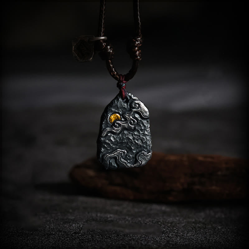 Silber Drachen Anhänger Kette mit Tigerauge Schutz