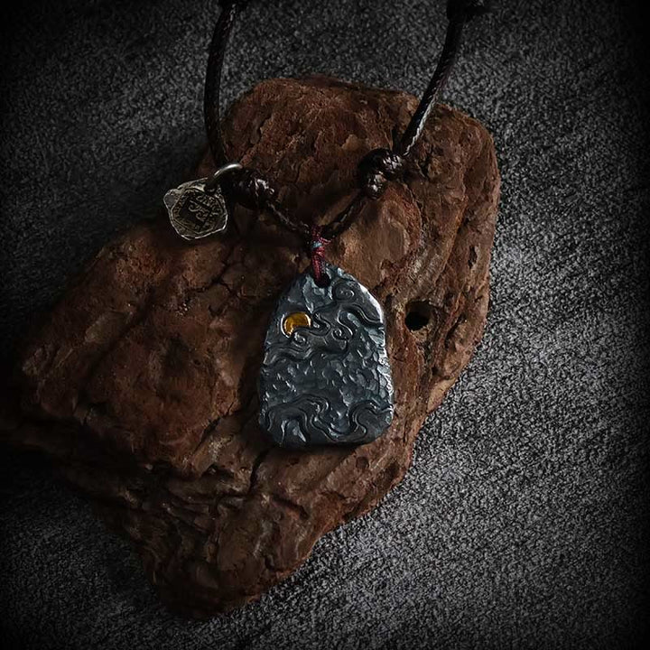 Schwarze Jade Kette Anhänger mit Silber Naturstein Schmuck
