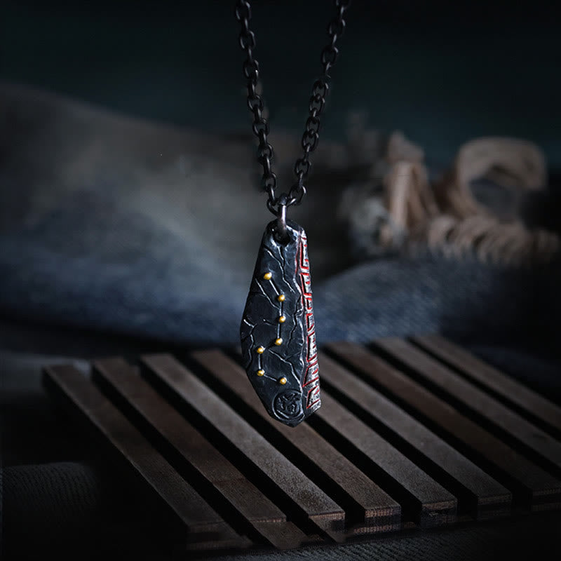 Schwarze Sterlingsilber Kette Großer Wagen Anhänger schwarzer Naturstein