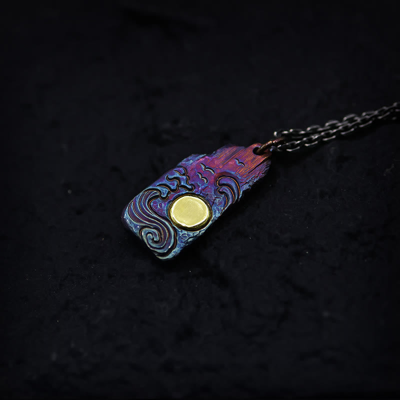 Kette Vergoldet Wellen Sonne Anhänger Spiralmuster mehrfarbig Schmuck