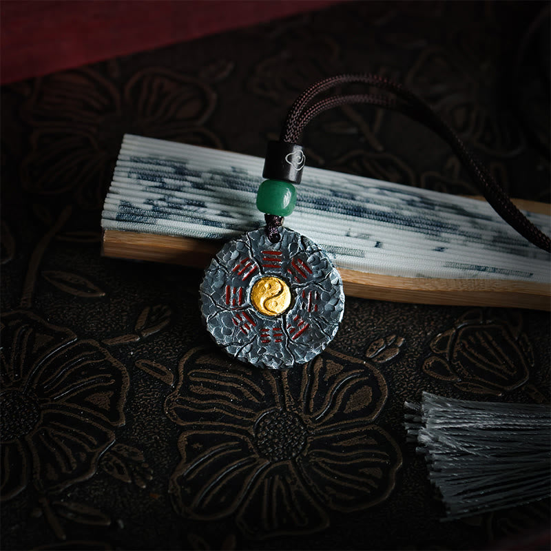 Yin Yang Anhänger Sterlingsilber grüner Stein Harmonie Kette