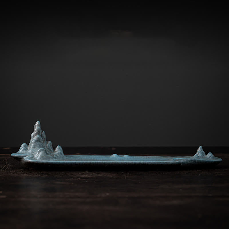 Räucherstäbchenhalter Berge Boot Keramik Cyan