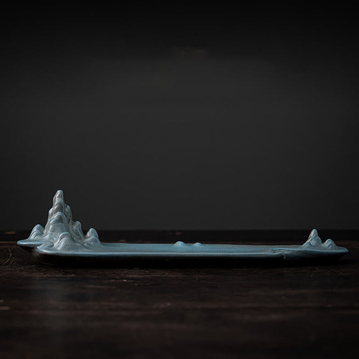 Räucherstäbchenhalter Berge Boot Keramik Cyan