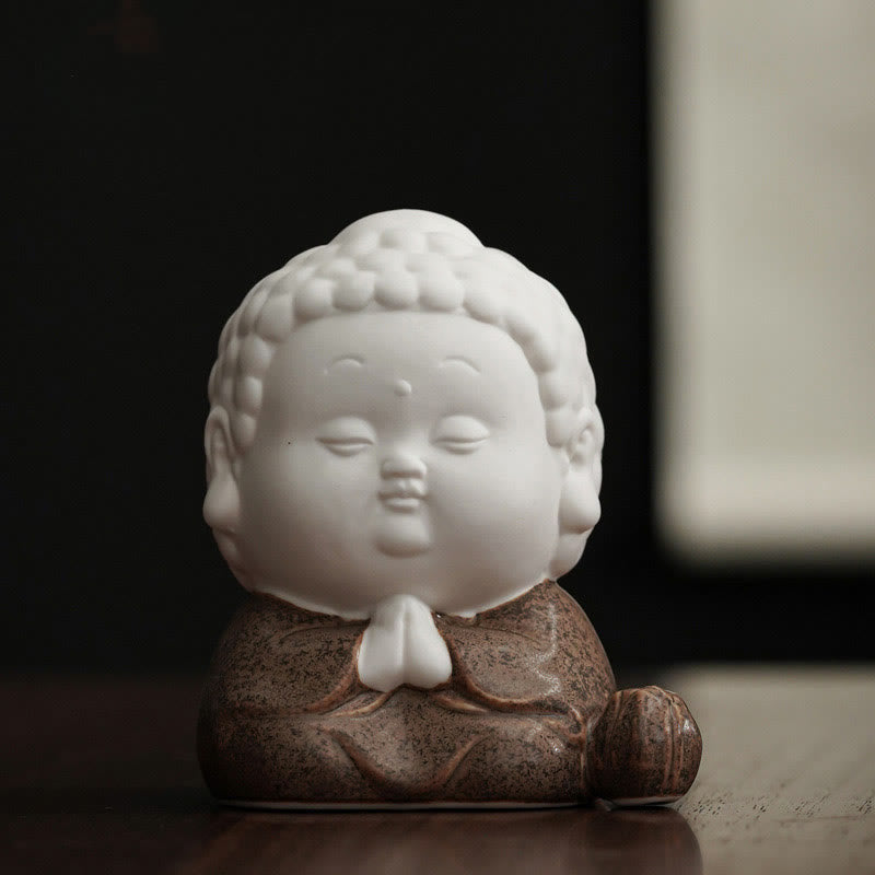 Sitzender Buddha Räucherbrenner Keramik Braune Robe / Buddha sitzend
