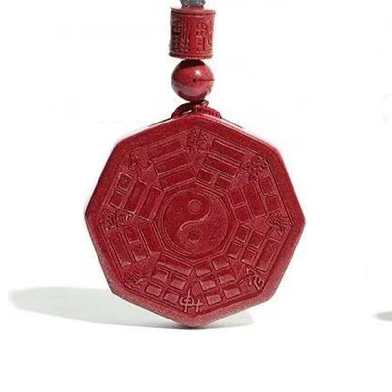 Rote Zinnober Bagua Anhänger Kette Taishang Laojun Design