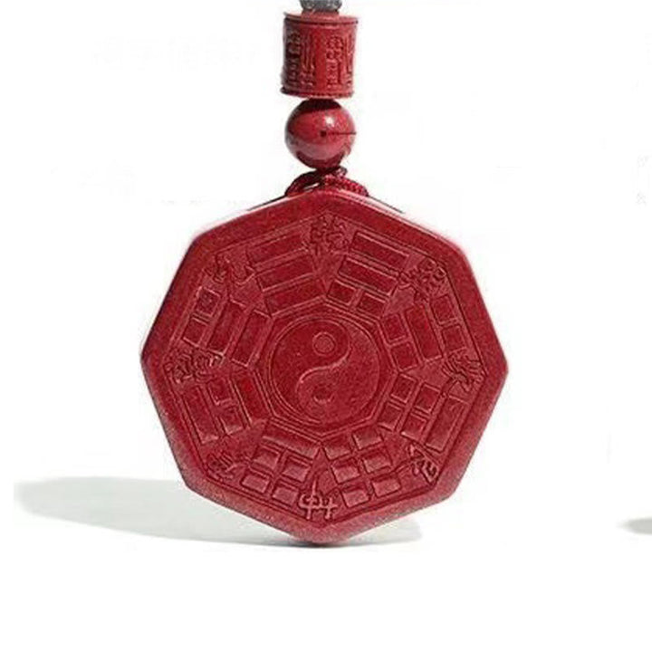 Rote Zinnober Bagua Anhänger Kette Taishang Laojun Design