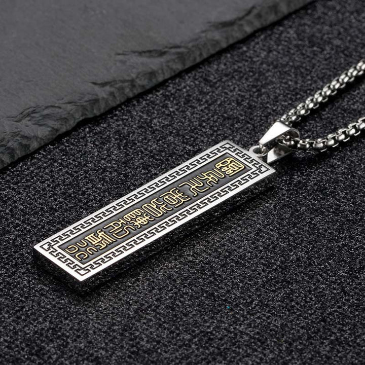 Mantra Kette Titanstahl graviert Bagua Yin Yang Inneres Gleichgewicht