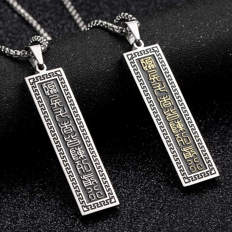 Titanstahl Kette Neunwort-Mantra Anhänger chinesische Schriftzeichen Gleichgewicht