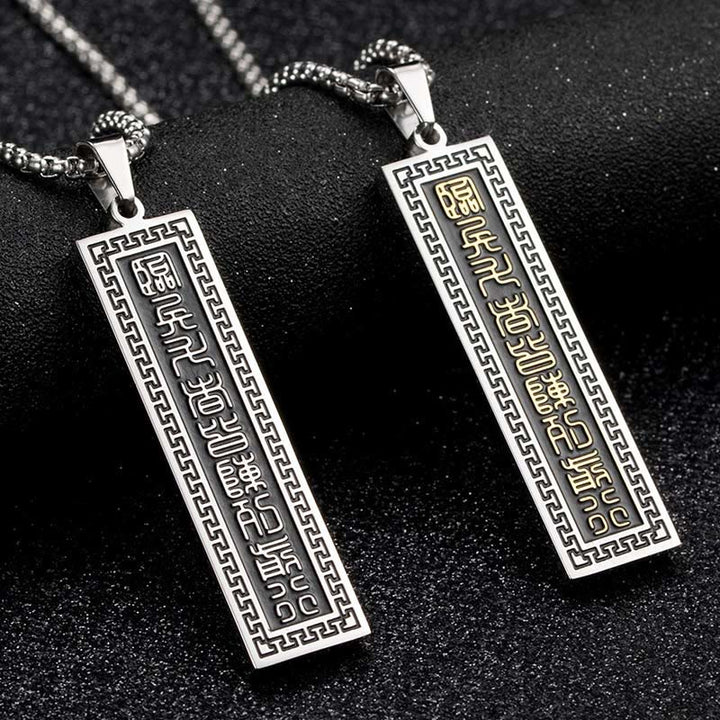 Titanstahl Kette Neunwort-Mantra Anhänger chinesische Schriftzeichen Gleichgewicht