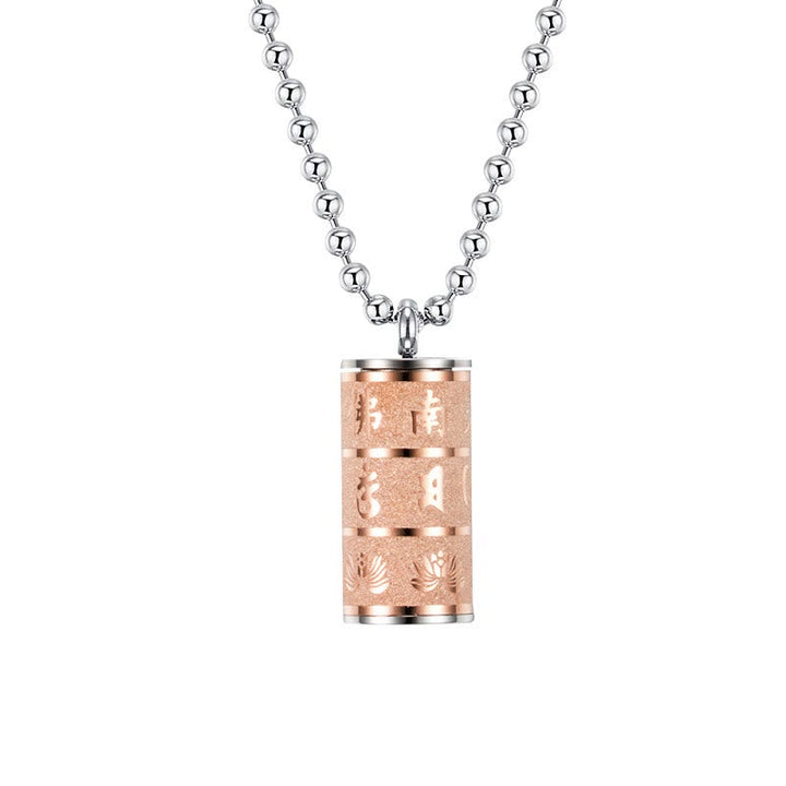 Roségold Zylinder Anhänger Titanstahl Kugelkette Gravurmuster elegant