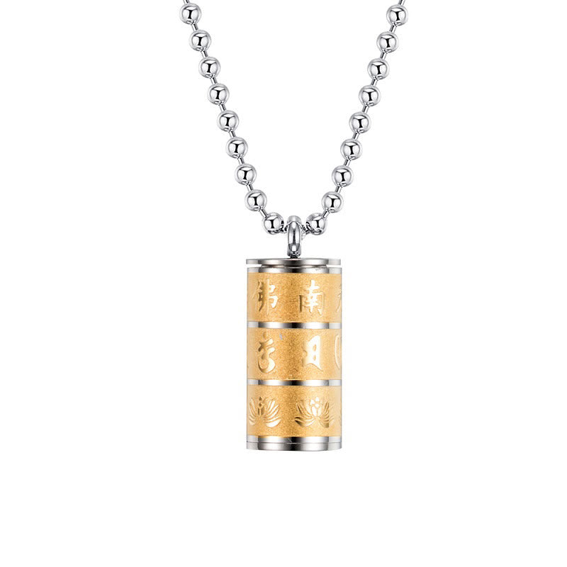 Goldener Anhänger Titanstahl Kette graviert Medaillon tibetischer Schmuck