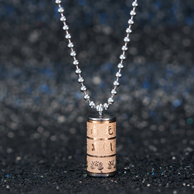 Titanstahl Kugelkette Anhänger rose gold Gravur OM Mantra Symbol