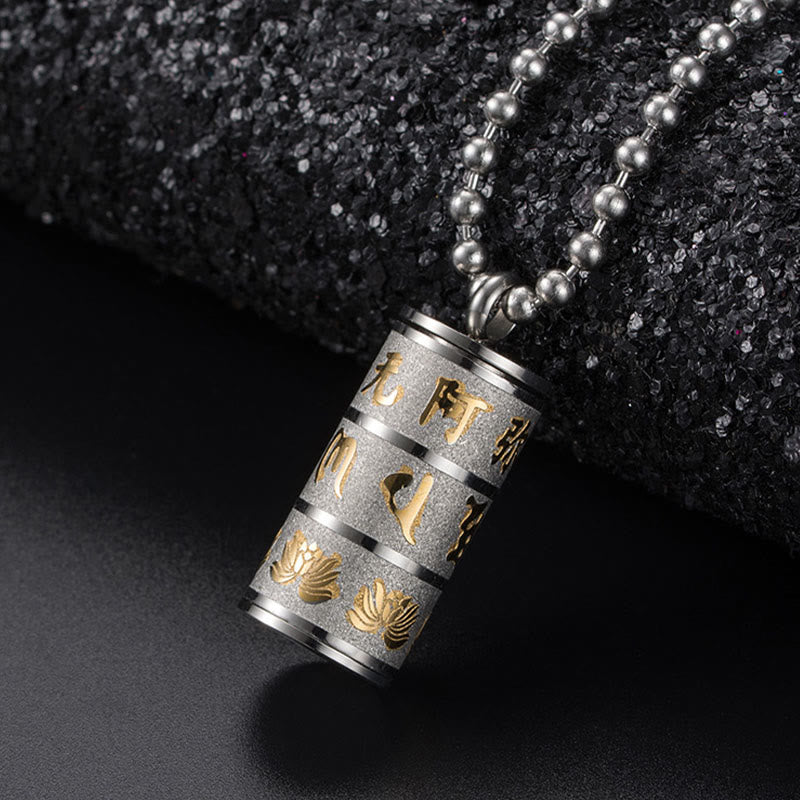 Anhänger Kette Titanstahl silber Symbole Spiritual Buddha Amulett