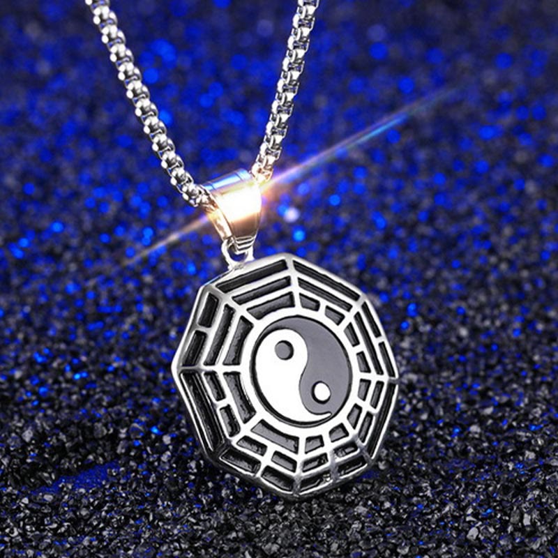 Titanstahl Kette Bagua Yin Yang Balance eleganter Anhänger