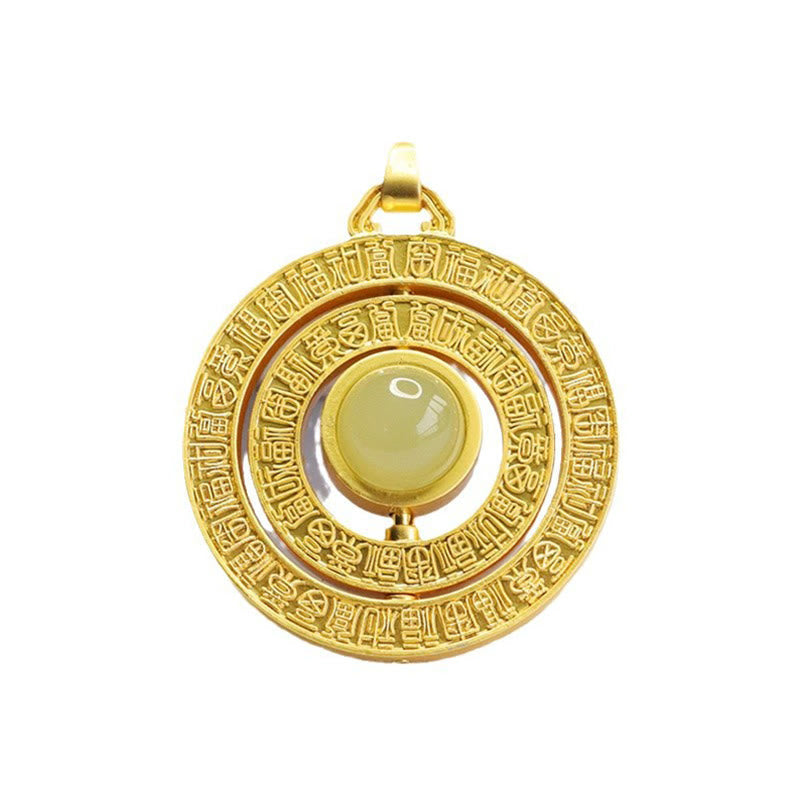 Anhänger Hetian Jade Fu-Zeichen Drehbar Glück Goldton Naturstein