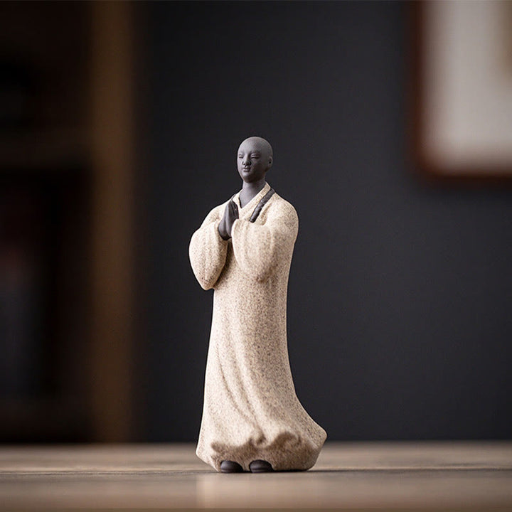 Meditation Buddha Mönch Keramik Mitgefühl Weißer Mönch