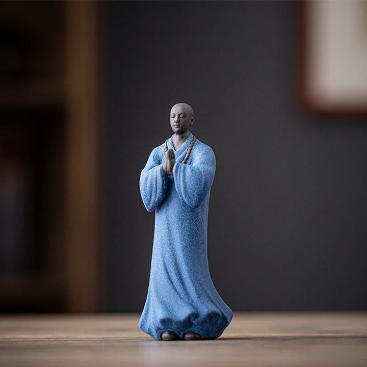 Meditation Buddha Mönch Keramik Mitgefühl Blauer Mönch