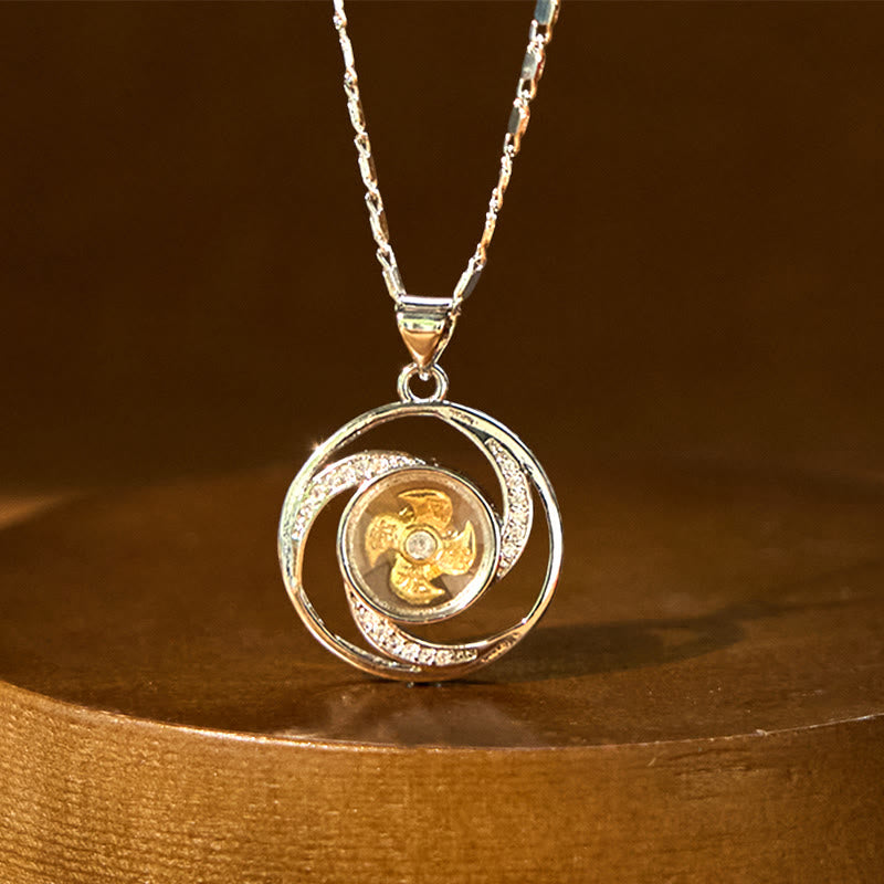 Drehbare Spinner Kette Silber Gold Anhänger mit Kristallen