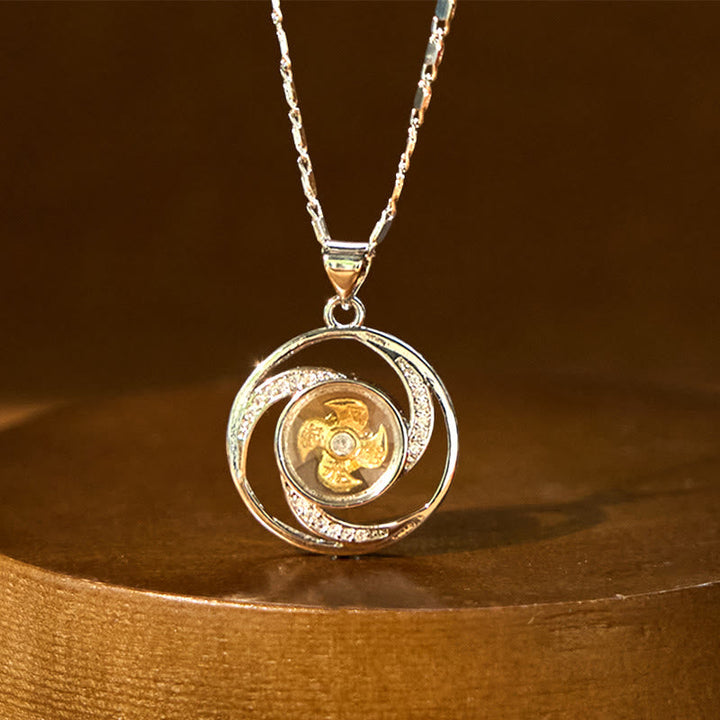 Drehbare Spinner Kette Silber Gold Anhänger mit Kristallen
