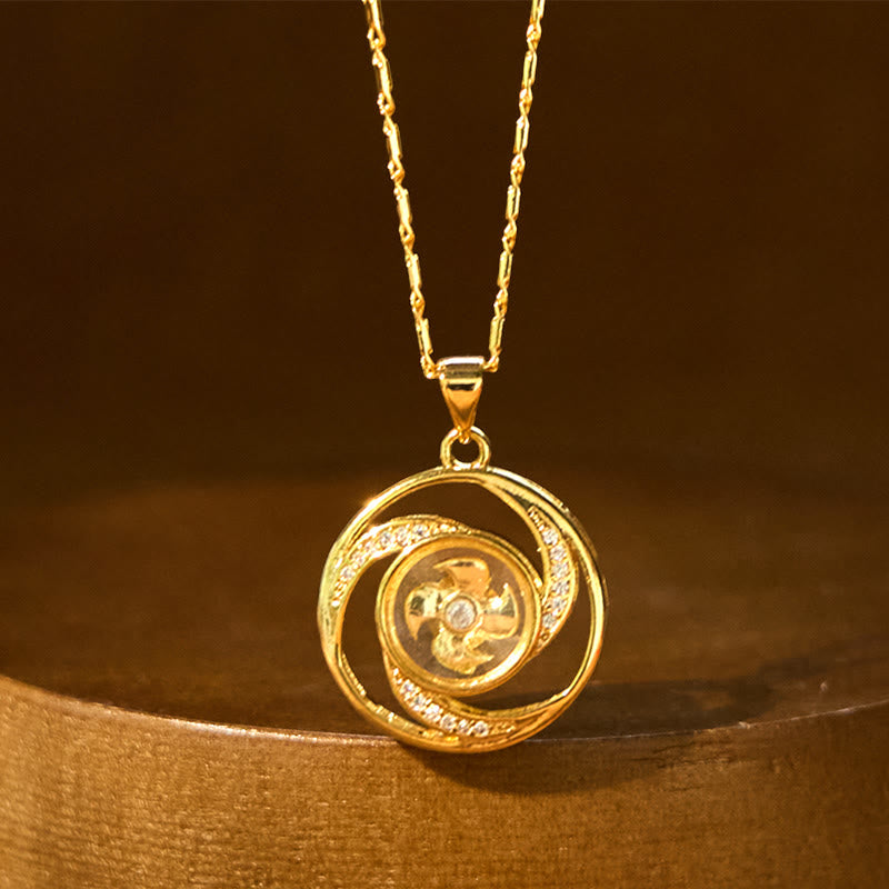 Goldene Kette Windmühle drehbar Glück Anhänger Metall