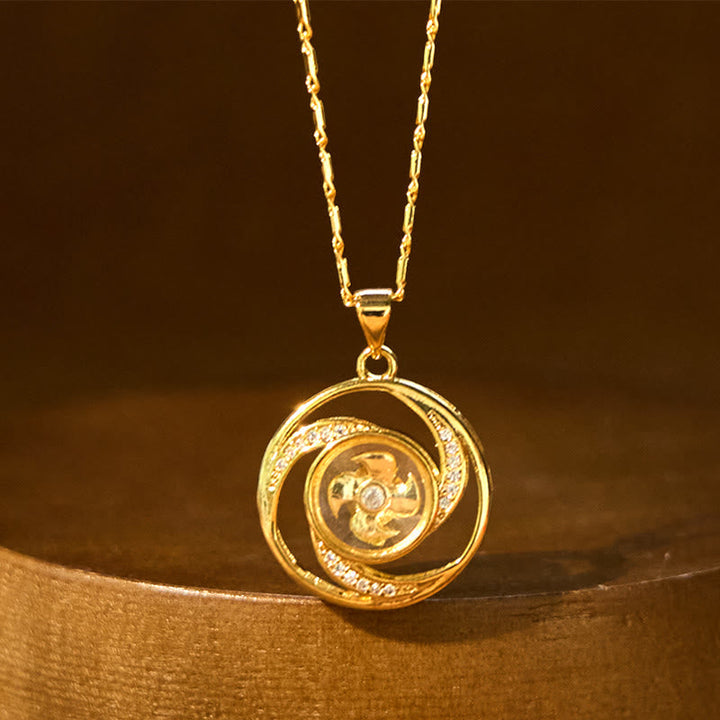 Goldene Kette Windmühle drehbar Glück Anhänger Metall