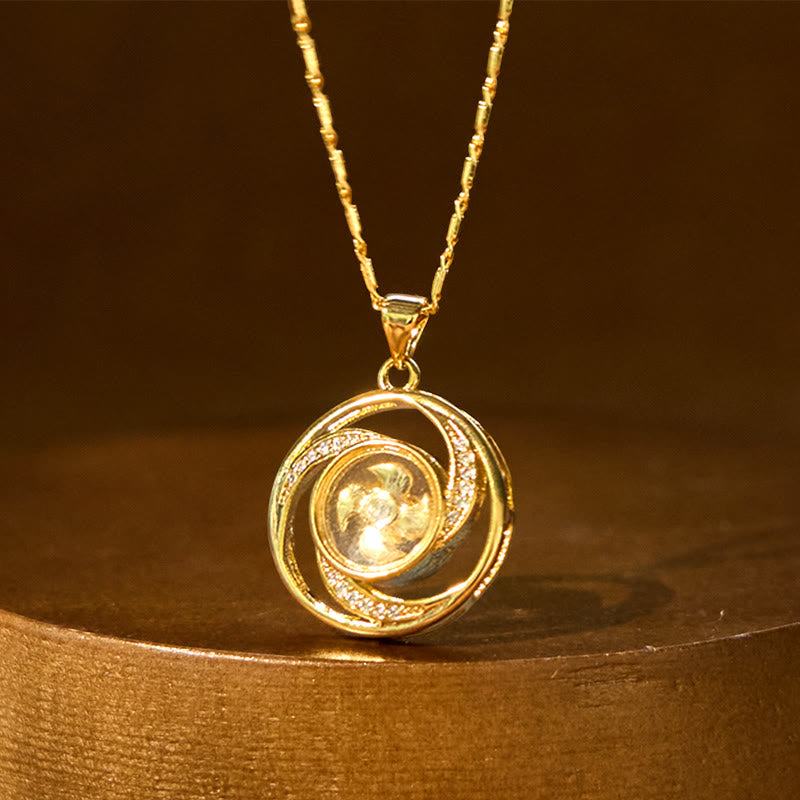 Kupfer Kette mit rundem Anhänger drehbar elegant Schmuck