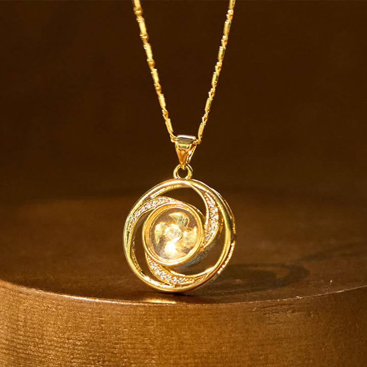 Kupfer Kette mit rundem Anhänger drehbar elegant Schmuck