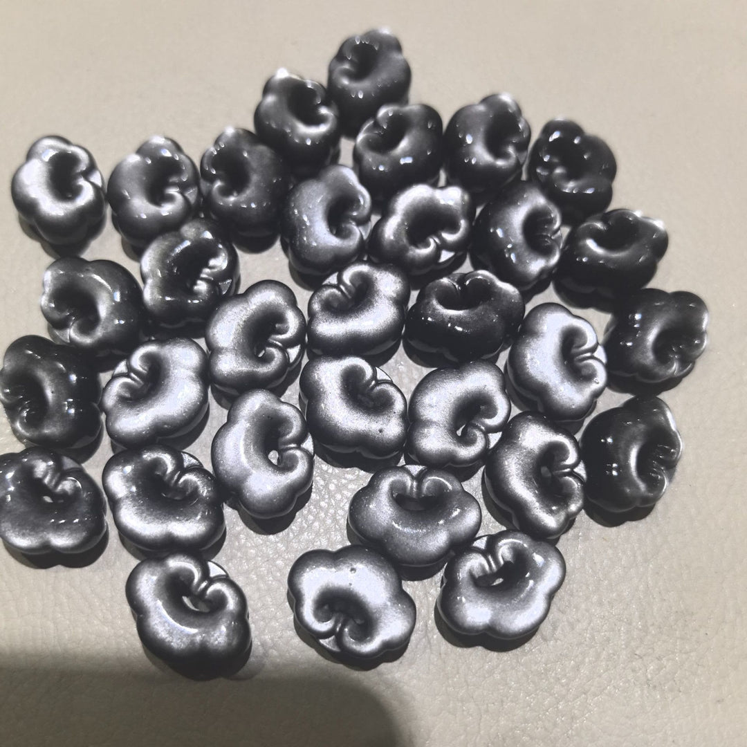 Schwarze Obsidian Glückswolken Kettenperlen Naturstein Schutz Anhänger