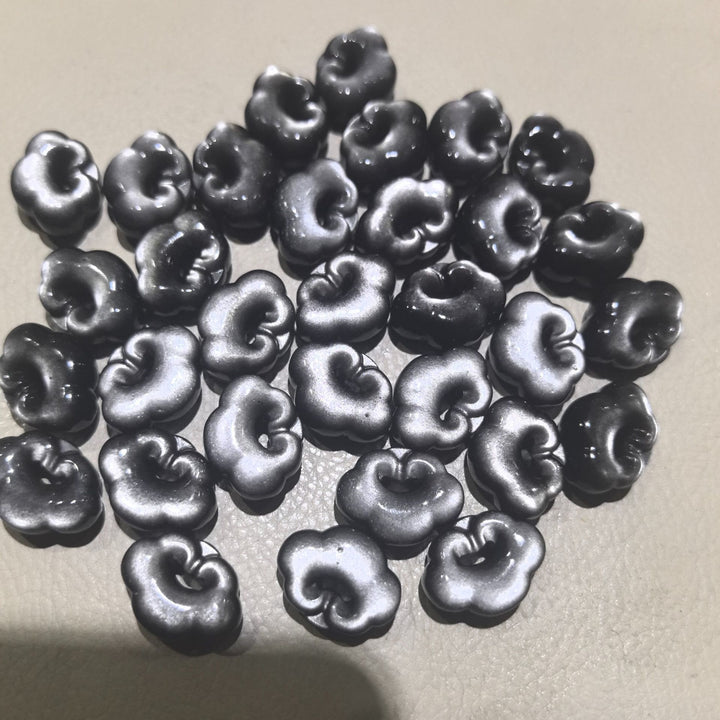 Schwarze Obsidian Glückswolken Kettenperlen Naturstein Schutz Anhänger