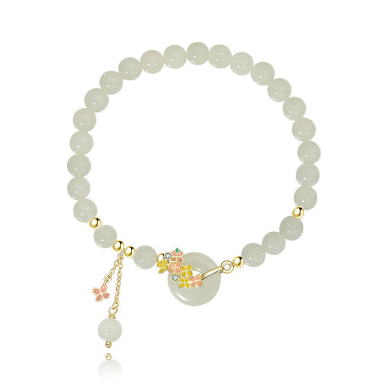 Hetian Jade Kette Osmanthusblüte goldener Anhänger Perlenschmuck Glück